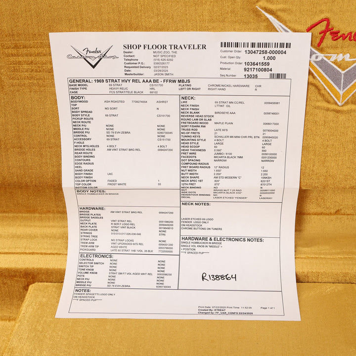 Fender Custom Shop 1969 Stratocaster Heavy Relic Frost White Masterbuilt Jason Smith