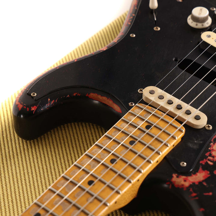 Fender Custom Shop 1957 HS Stratocaster Hacksaw Relic Black over Hot Rod Red Masterbuilt Kyle McMillin