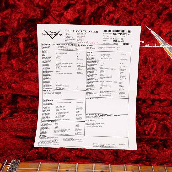 Fender Custom Shop 1957 HS Stratocaster Hacksaw Relic Black over Hot Rod Red Masterbuilt Kyle McMillin