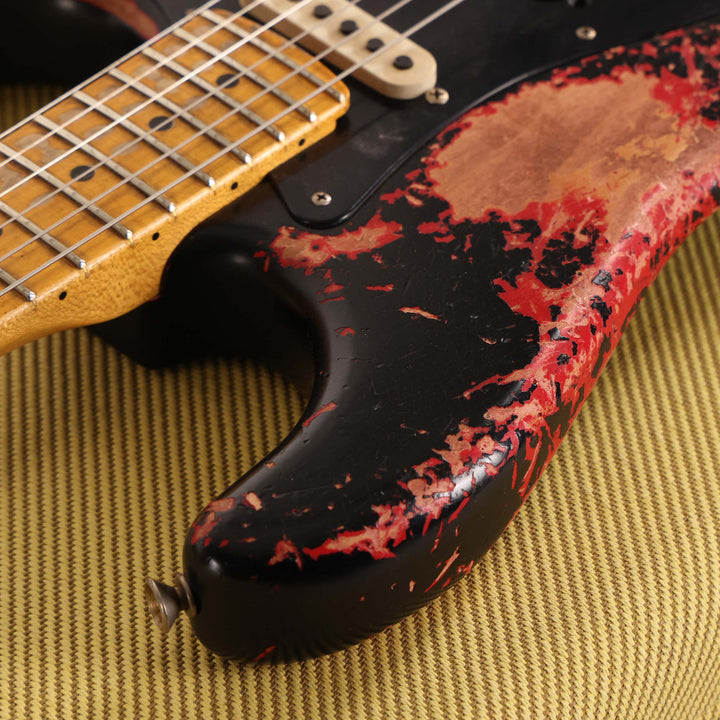 Fender Custom Shop 1957 HS Stratocaster Hacksaw Relic Black over Hot Rod Red Masterbuilt Kyle McMillin