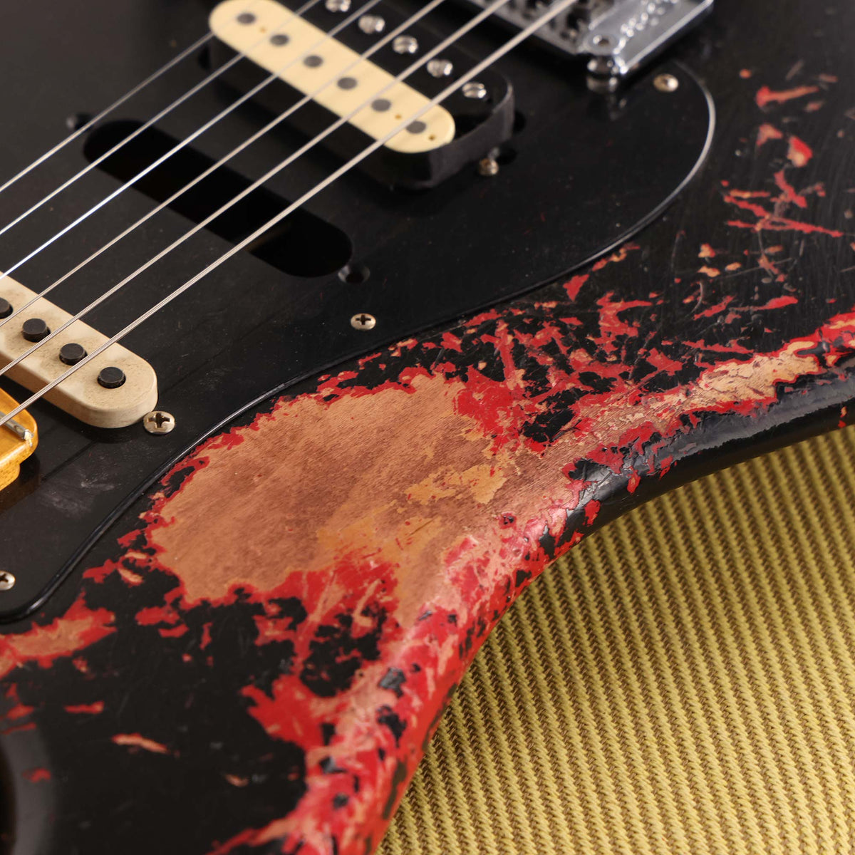 Fender Custom Shop 1957 HS Stratocaster Hacksaw Relic Black over Hot Rod Red Masterbuilt Kyle McMillin — 8