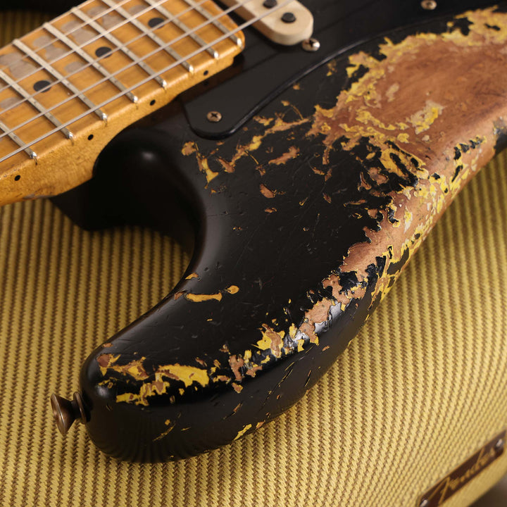 Fender Custom Shop 1957 HS Stratocaster Hacksaw Relic Black over Graffiti Yellow Masterbuilt Kyle McMillin