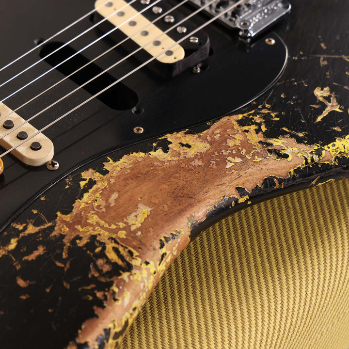 Fender Custom Shop 1957 HS Stratocaster Hacksaw Relic Black over Graffiti Yellow Masterbuilt Kyle McMillin