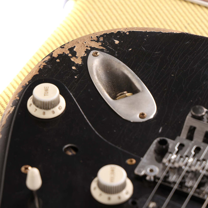 Fender Custom Shop 1957 HS Stratocaster Hacksaw Relic Black over Olympic White Masterbuilt Kyle McMillin