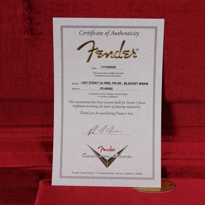 Fender Custom Shop 1957 HS Stratocaster Hacksaw Relic Black over Olympic White Masterbuilt Kyle McMillin