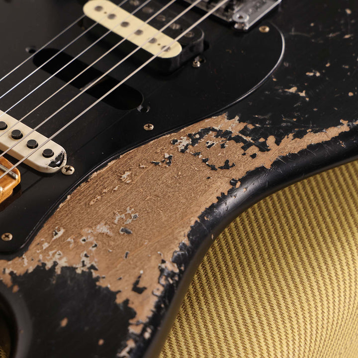 Fender Custom Shop 1957 HS Stratocaster Hacksaw Relic Black over Olympic White Masterbuilt Kyle McMillin