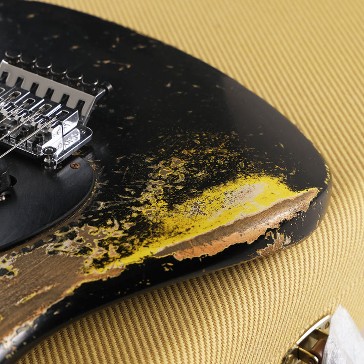 Fender Custom Shop 1957 HS Stratocaster Hacksaw Relic Black over Graffiti Yellow Masterbuilt Jason Smith