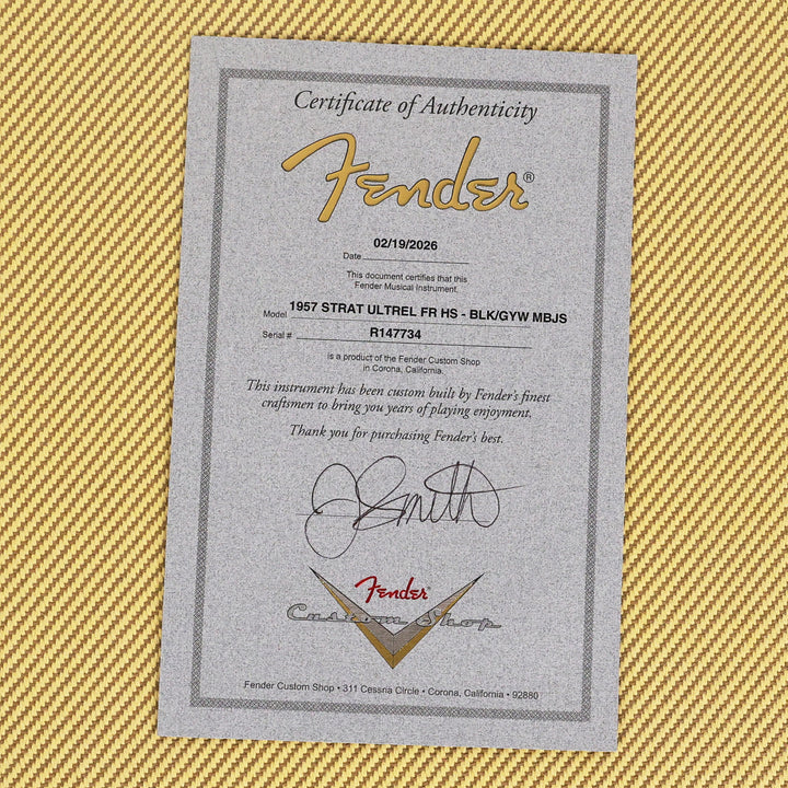 Fender Custom Shop 1957 HS Stratocaster Hacksaw Relic Black over Graffiti Yellow Masterbuilt Jason Smith