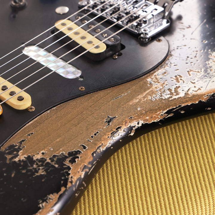 Fender Custom Shop 1957 HS Stratocaster Hacksaw Relic Black over Olympic White Masterbuilt Jason Smith