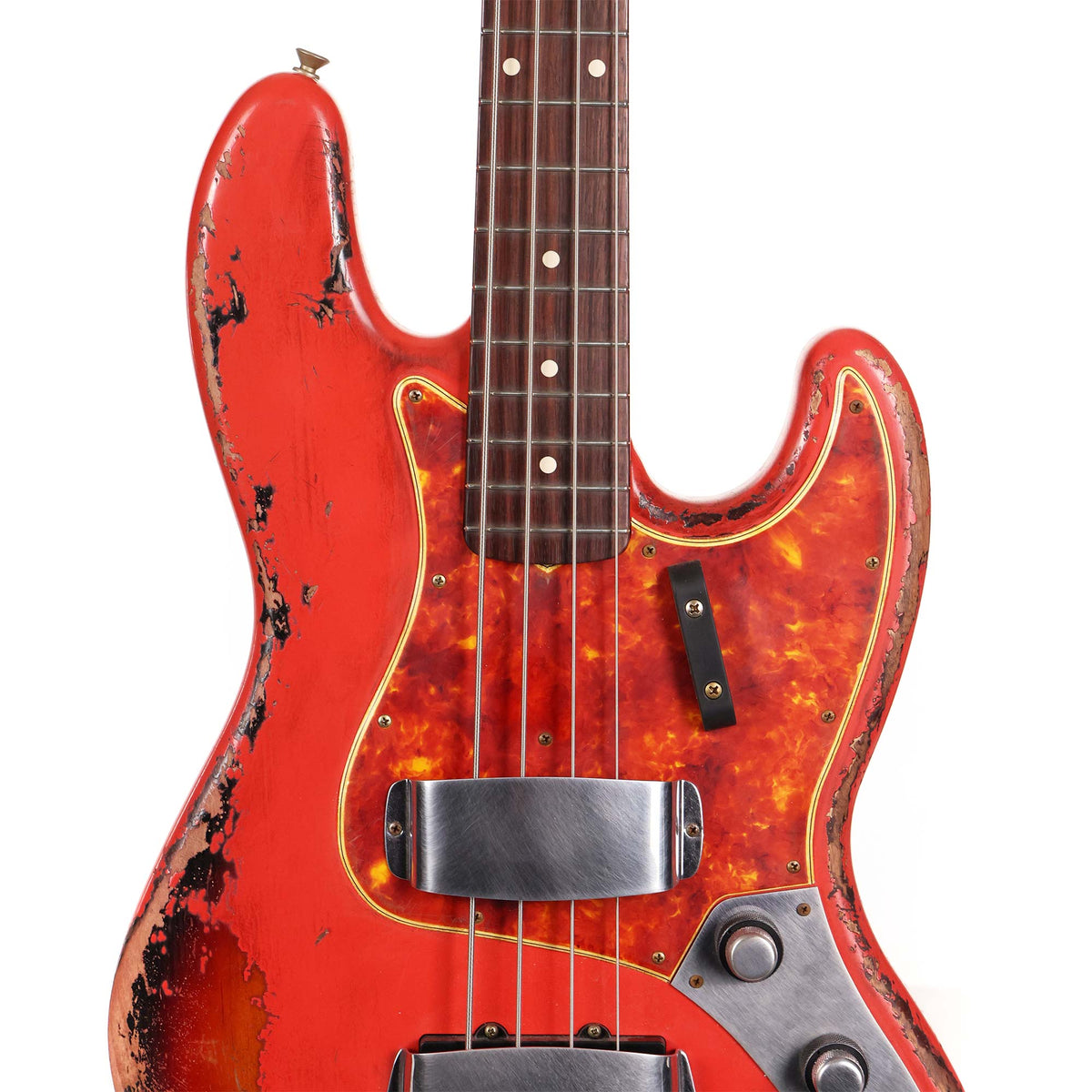 Fender Custom Shop 1961 Jazz Bass Aged Fiesta Red over 3-Tone Sunburst Masterbuilt Austin MacNutt — 4