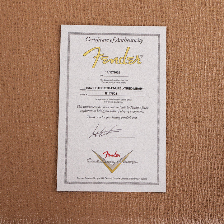 Fender Custom Shop 1962 Roasted Stratocaster Ultimate Relic Torino Red Masterbuilt Andy Hicks