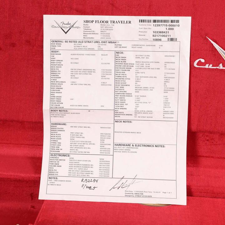 Fender Custom Shop 1960 Ultimate Relic Roasted Stratocaster Olympic White Masterbuilt Andy Hicks