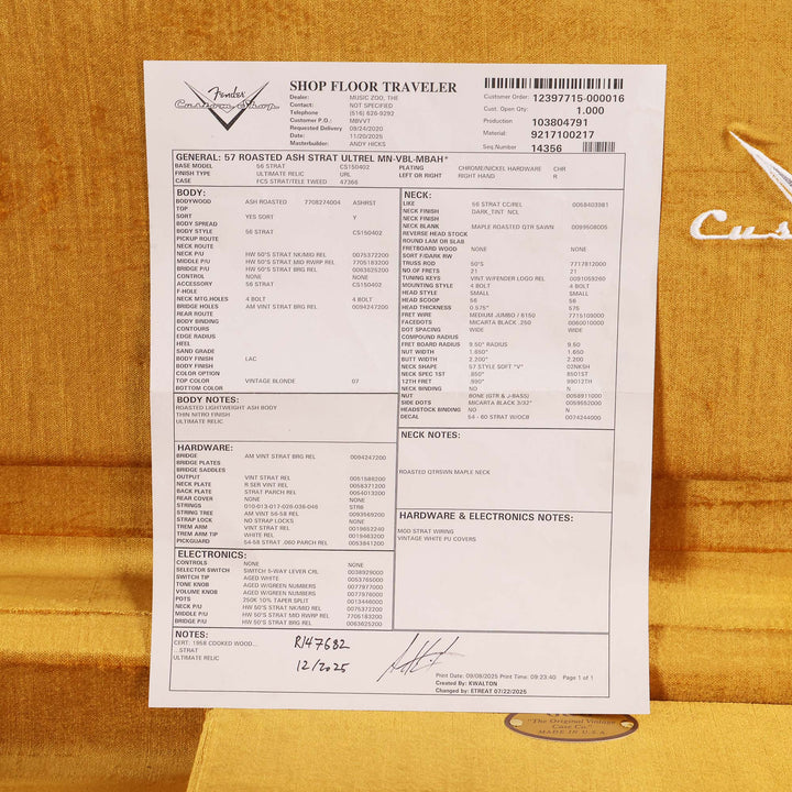 1957 Roasted Ash Stratocaster Ultimate Relic Masterbuilt Andy Hicks