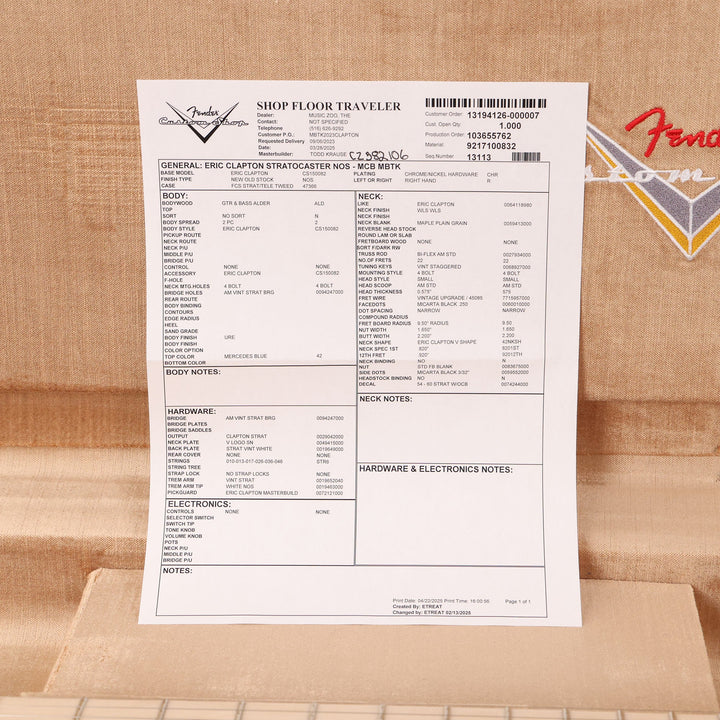 Fender Custom Shop Eric Clapton Stratocaster Masterbuilt Todd Krause Mercedes Blue