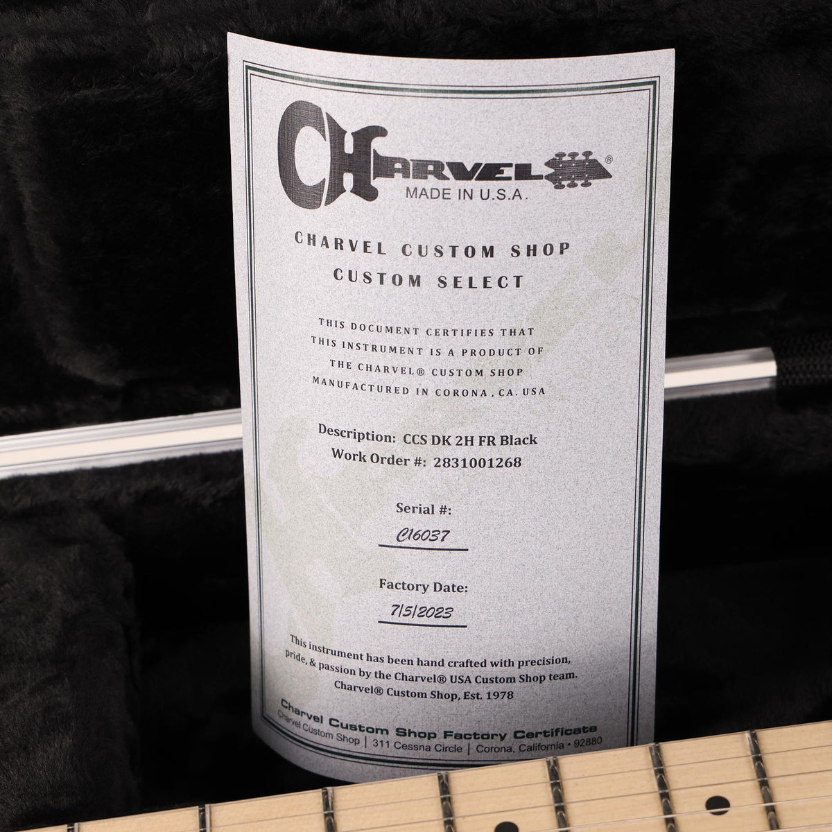 Charvel Custom Shop Custom Select Dinky Black with Gold Hardware — 8