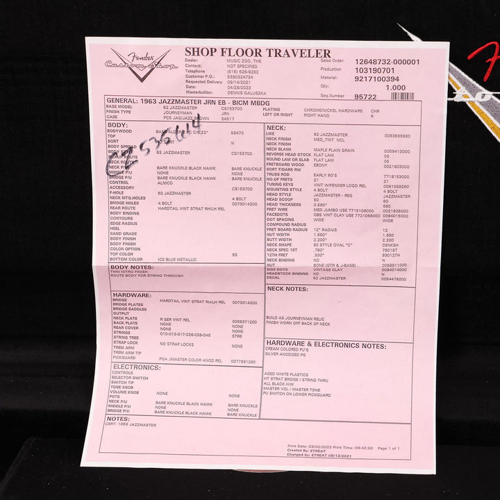 Fender Custom Shop Jazzmaster Journeyman Relic Ice Blue Metallic Masterbuilt Dennis Galuszka