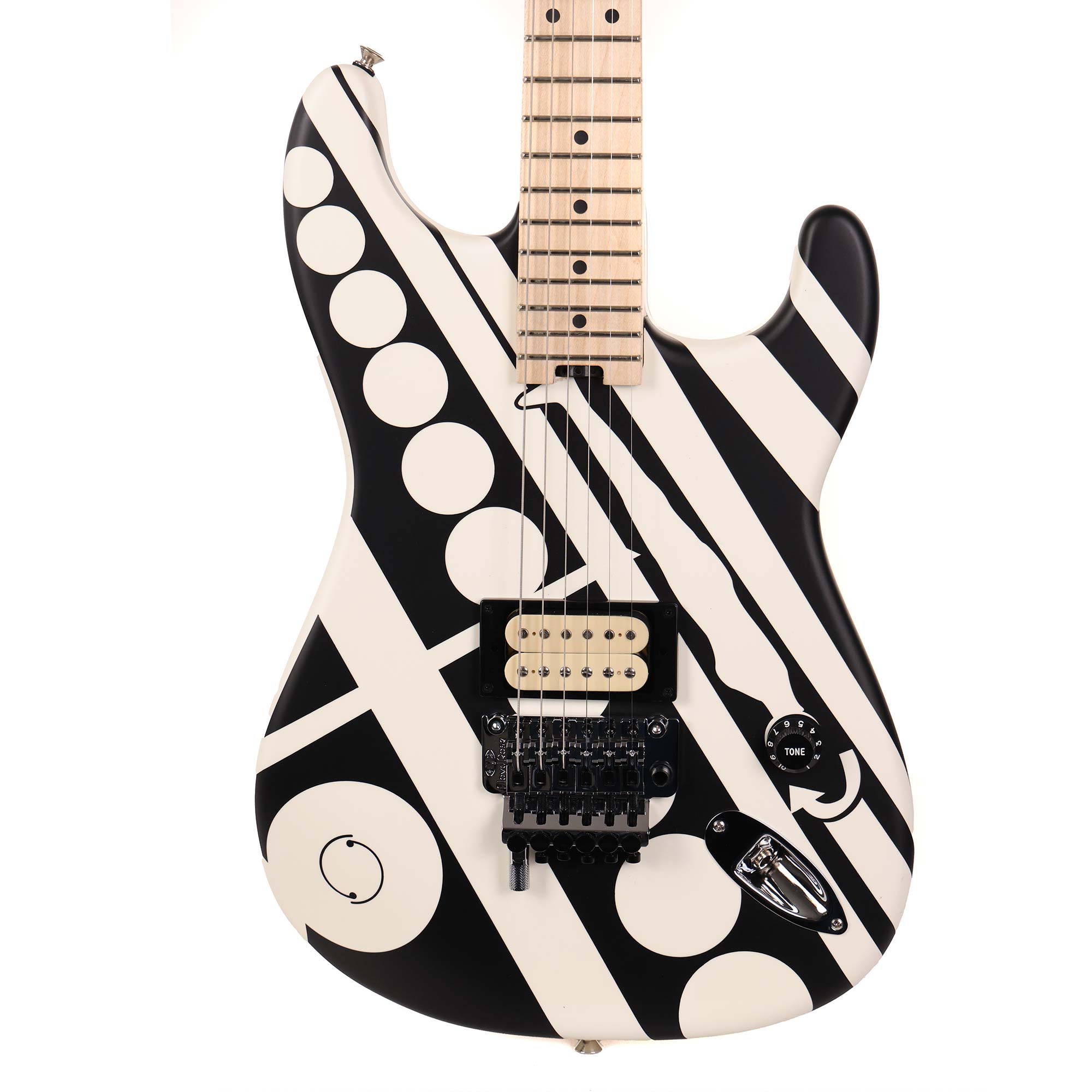 EVH Striped Series Circles Guitar White and Black | The