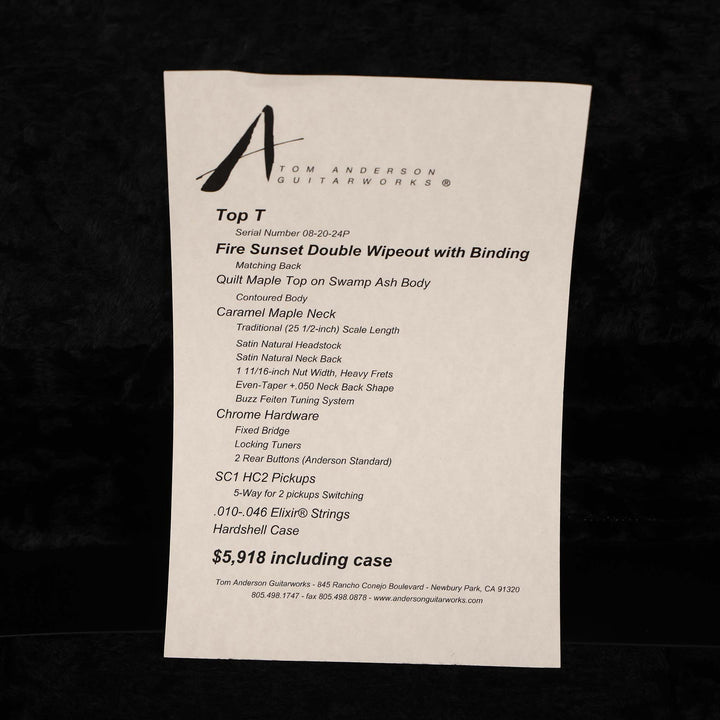 Tom Anderson Top T Fire Sunset Double Wipeout with Binding