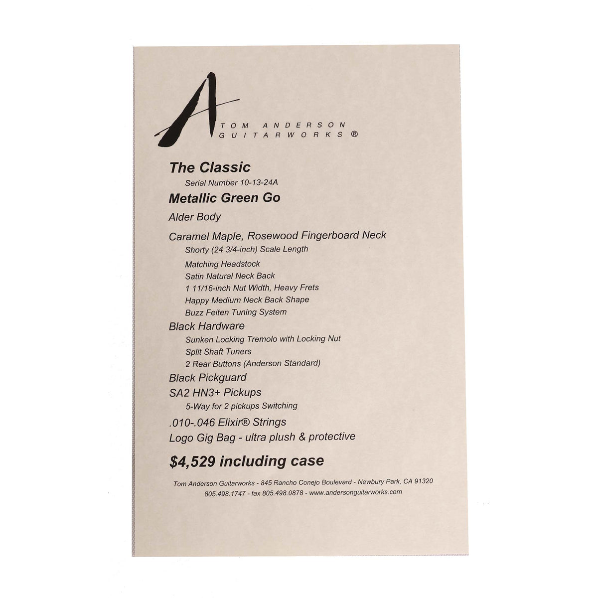 Tom Anderson The Classic Metallic Green Go — 8