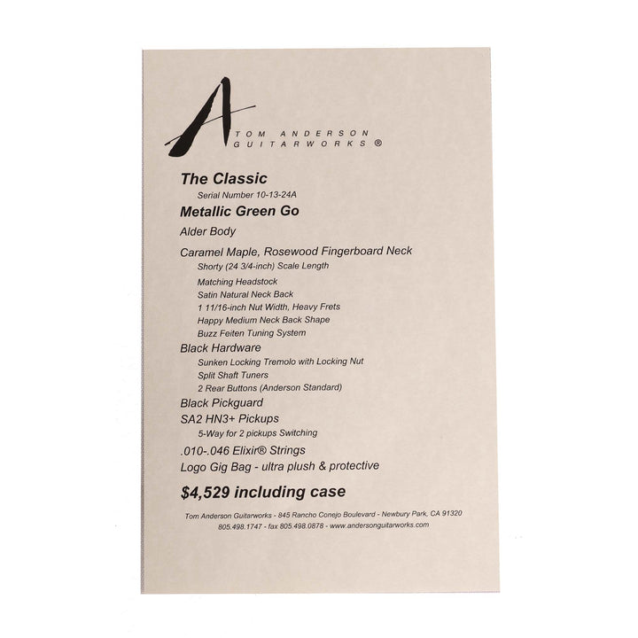 Tom Anderson The Classic Metallic Green Go