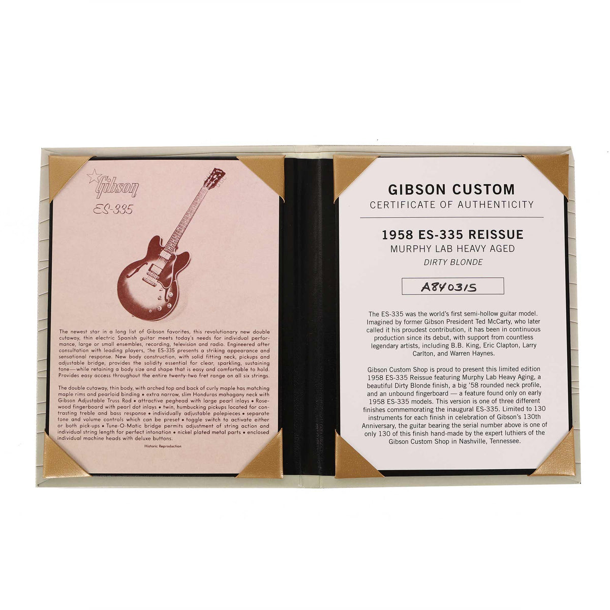 Gibson Custom Shop 1958 ES-335 Reissue Limited Edition Murphy Lab Heavy Aged Dirty Blonde — 11