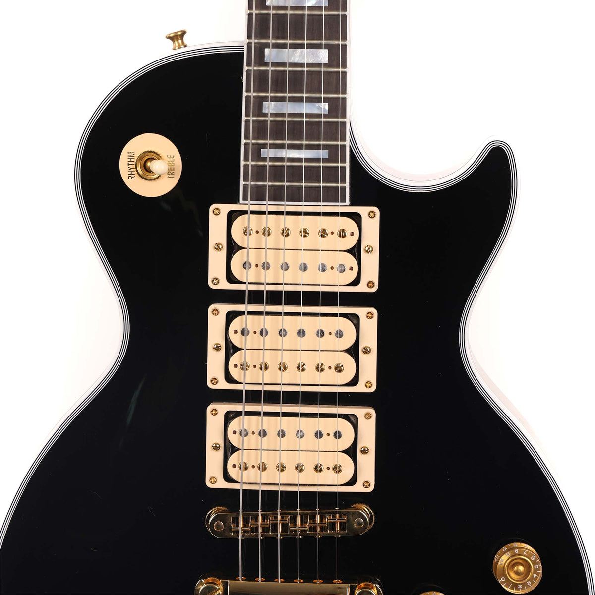 Gibson Custom Shop Les Paul Custom Guitar Made 2 Measure Ebony with Double Classic White Pickups — 4