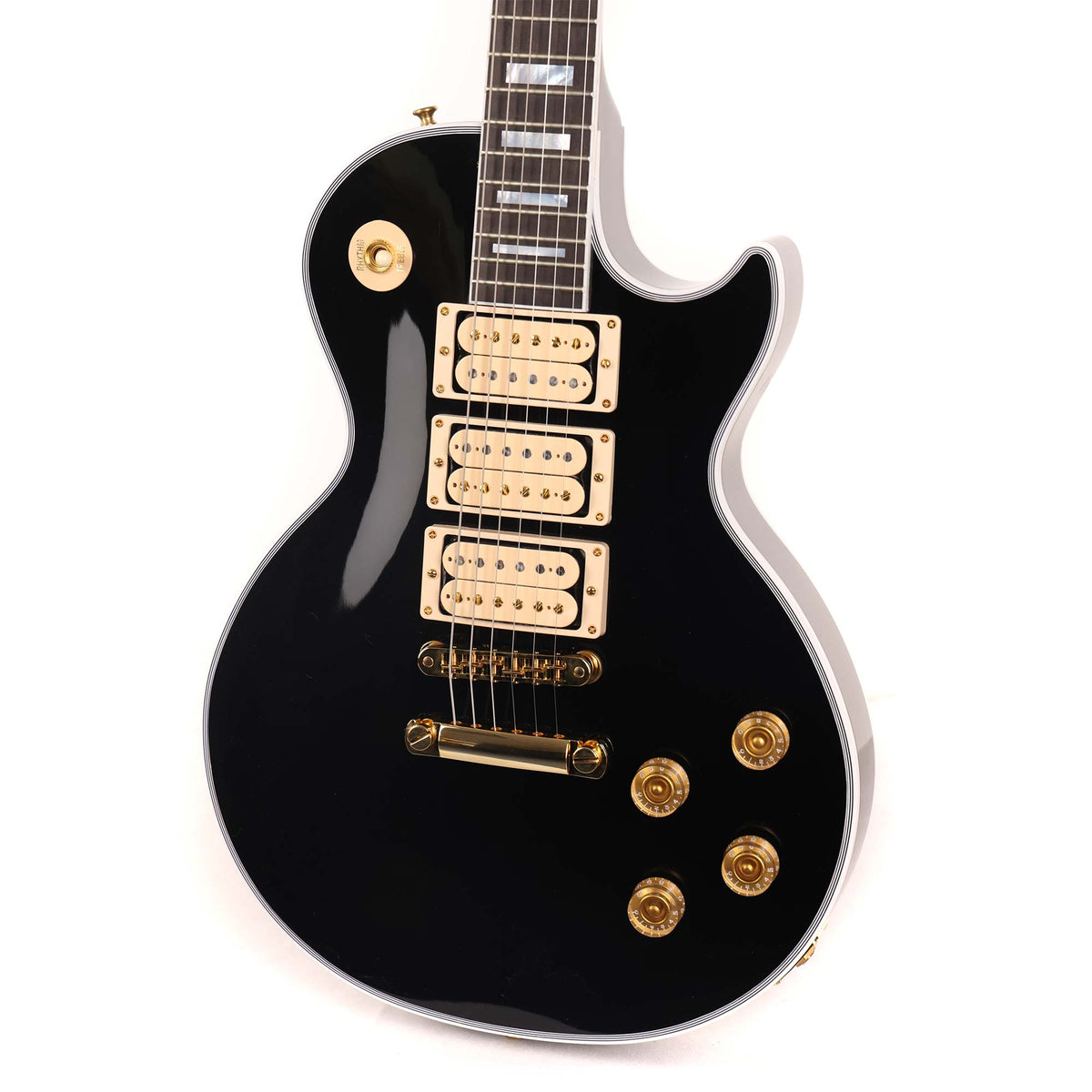 Gibson Custom Shop Les Paul Custom Guitar Made 2 Measure Ebony with Double Classic White Pickups — 5
