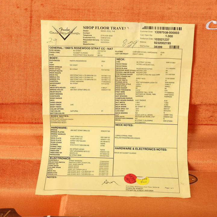 Fender Custom Shop 1960s Rosewood Stratocaster Closet Classic Natural 2025