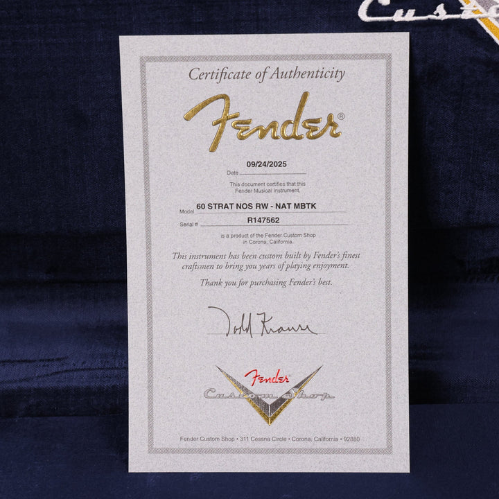 Fender Custom Shop 1960 Rosewood Stratocaster Satin Natural Masterbuilt Todd Krause