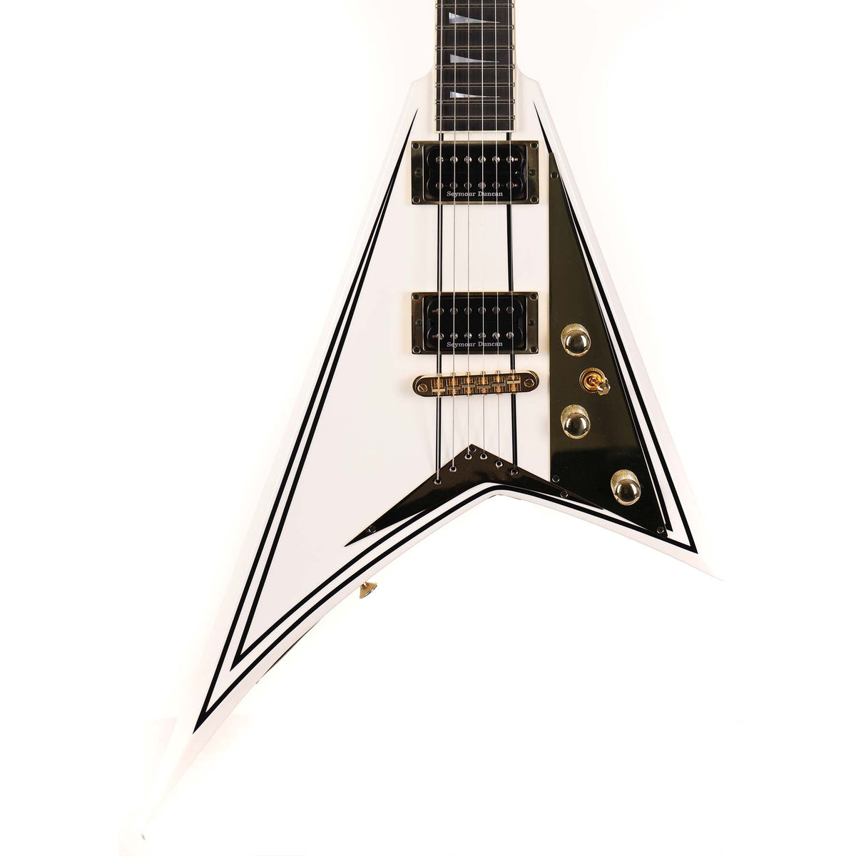 Jackson Custom Shop Rhoads RR-VS Fixed Bridge White and Black Pinstripes — 1