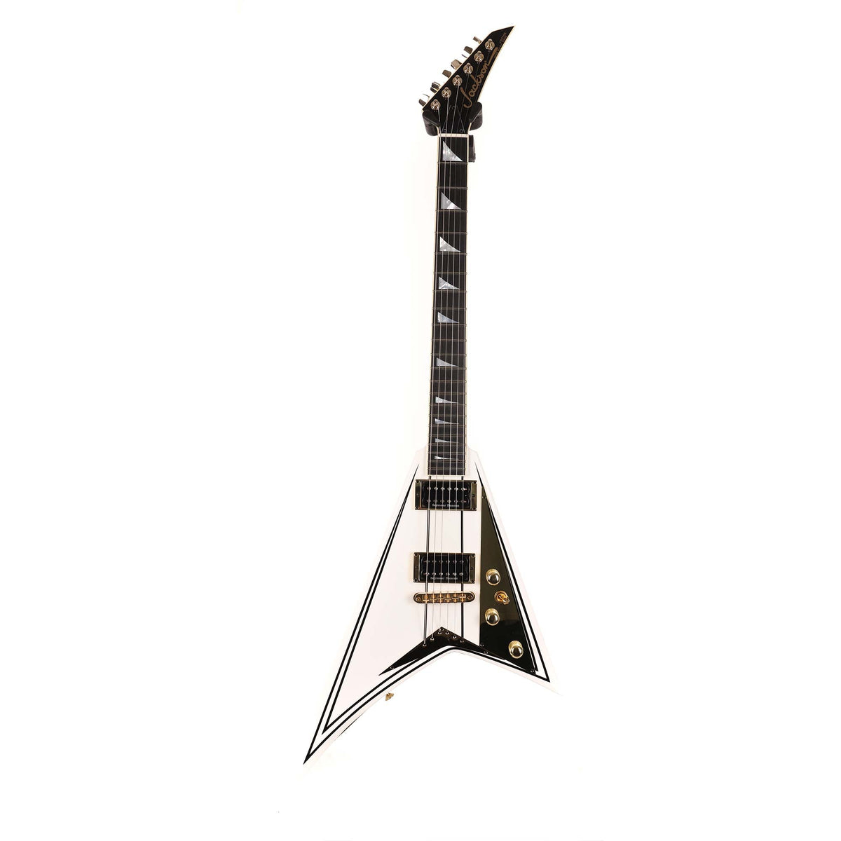 Jackson Custom Shop Rhoads RR-VS Fixed Bridge White and Black Pinstripes — 2