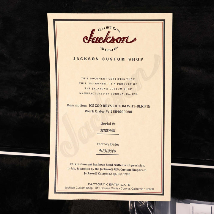 Jackson Custom Shop Rhoads RR-VS Fixed Bridge White and Black Pinstripes