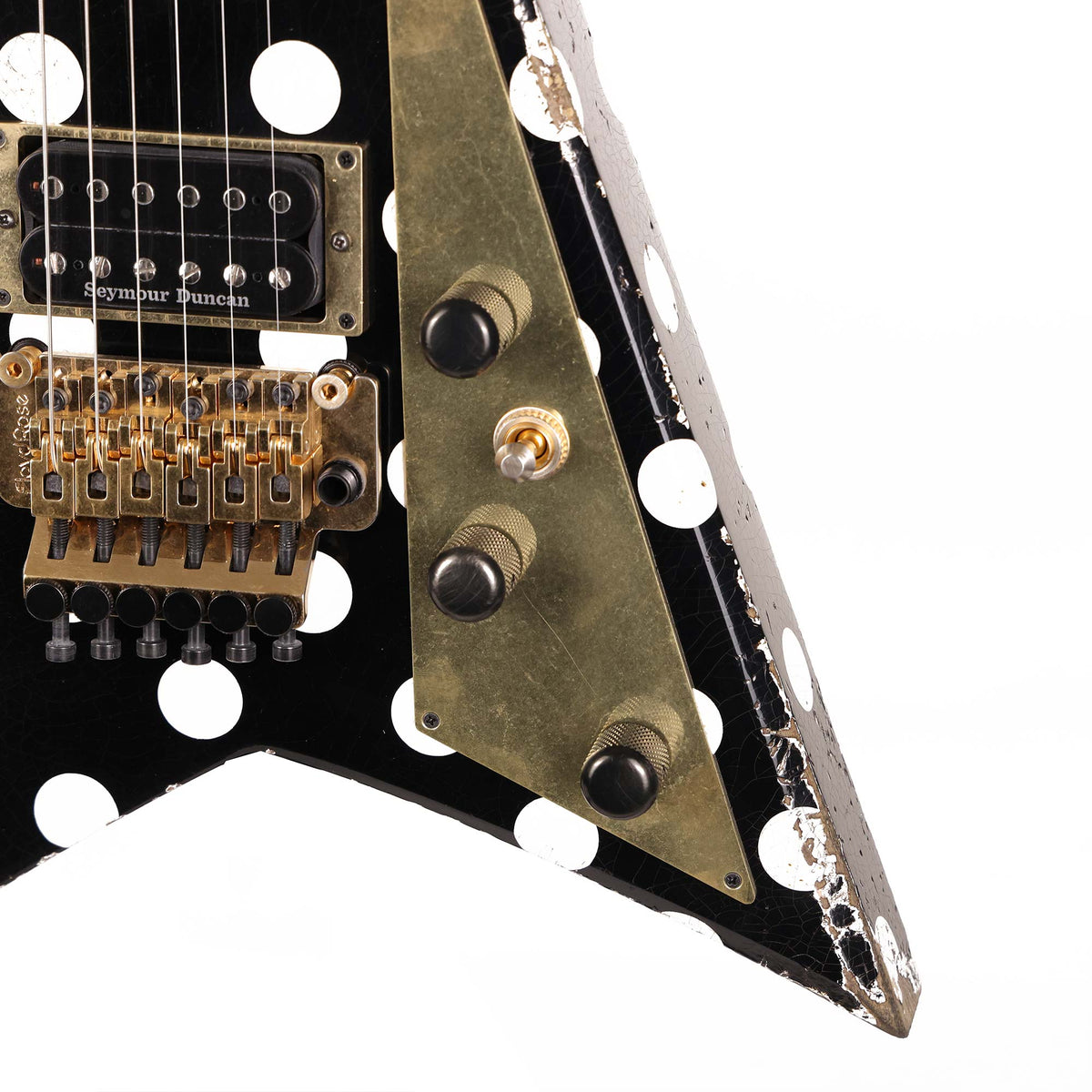 Jackson Custom Shop Rhoads RR-VS Floyd Rose Nitro Aged Black and White Polka Dots — 9