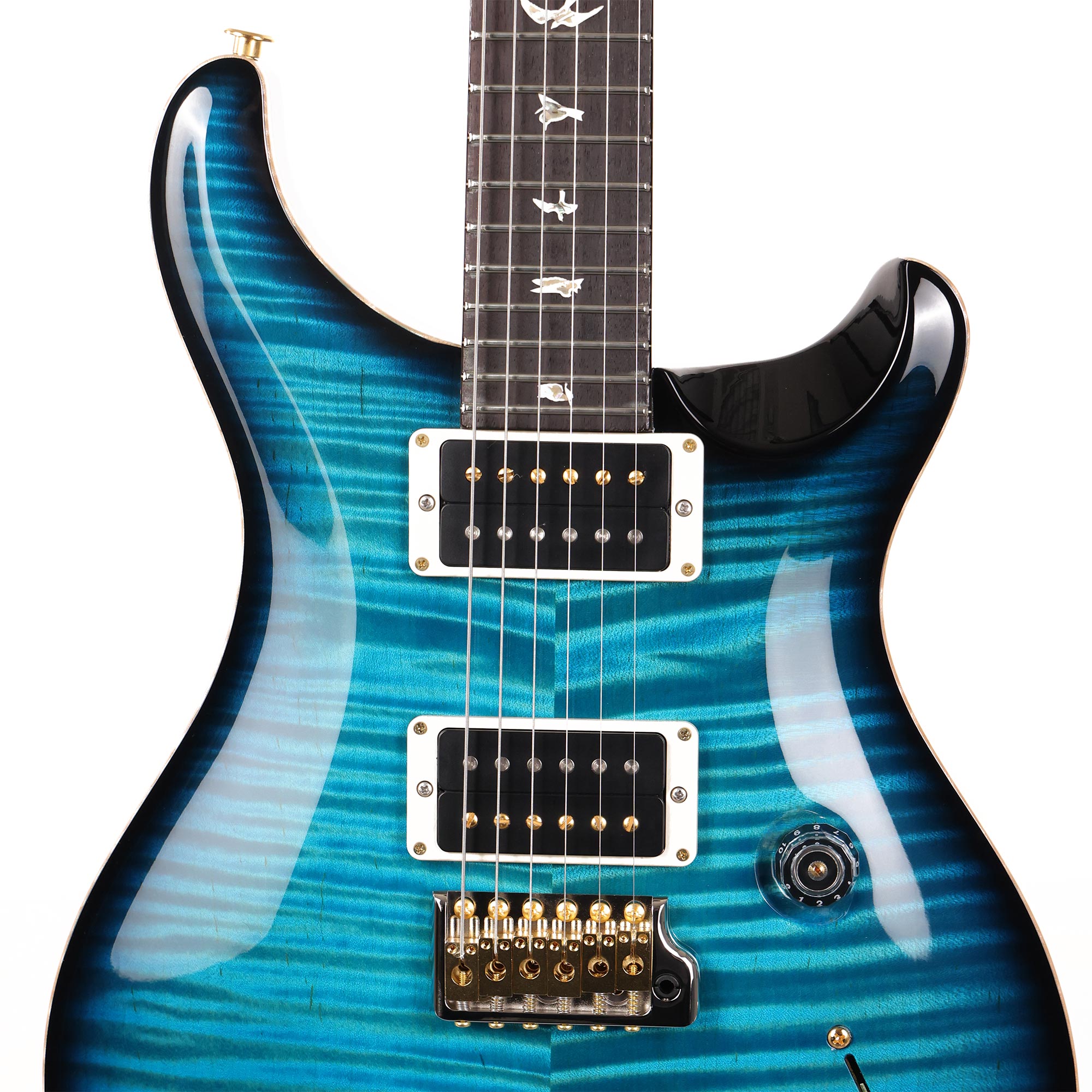 PRS Custom 24 Ten-Top Carroll Blue with Black Burst | The Music Zoo
