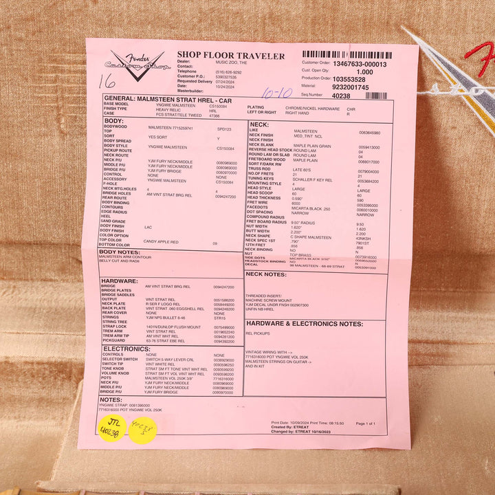 Fender Custom Shop Yngwie Malmsteen Signature Stratocaster Neo Relic Candy Apple Red Music Zoo Exclusive