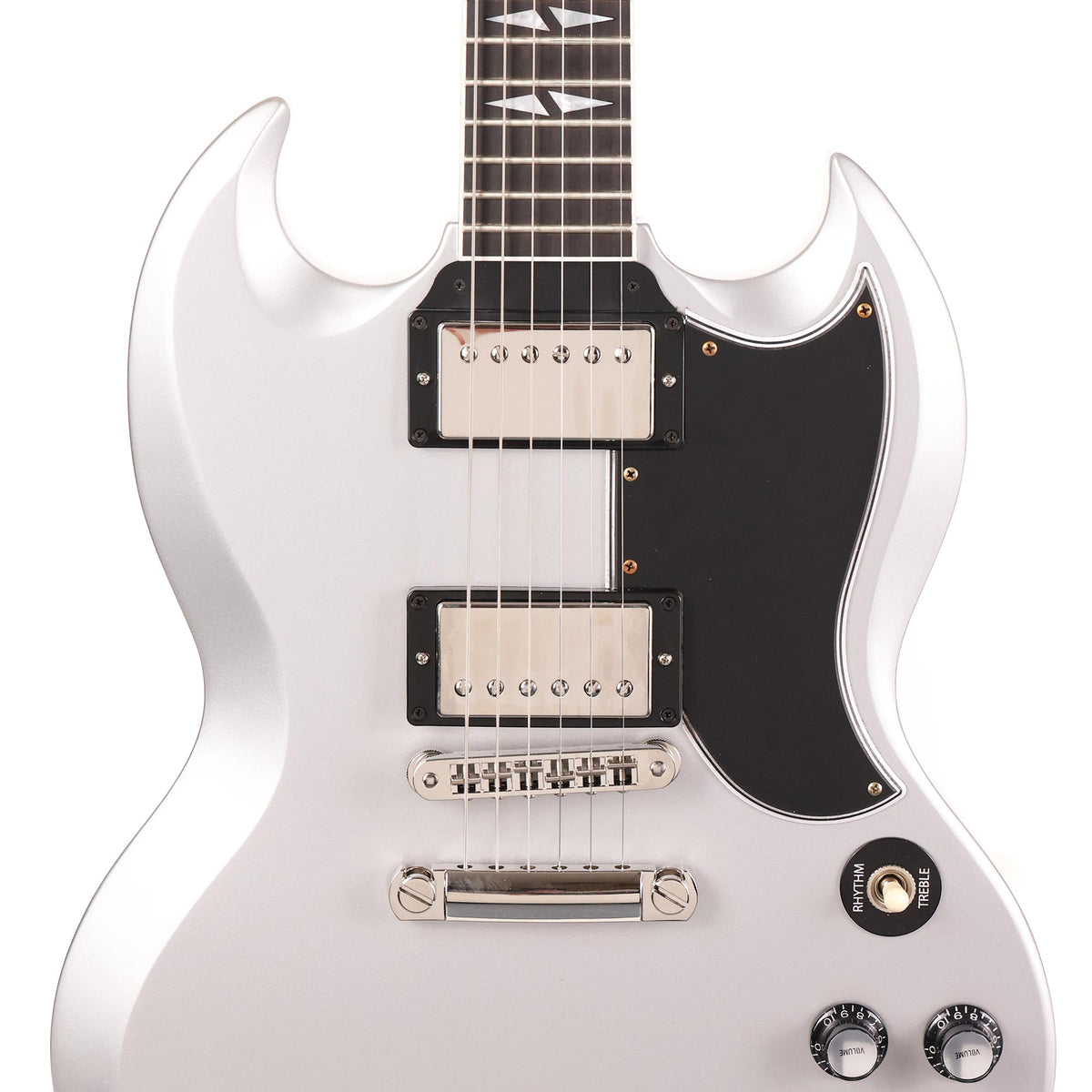 Gibson Custom Shop SG Custom Made 2 Measure Silver Metallic with Split Diamonds — 4