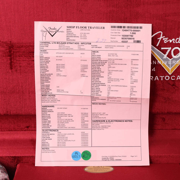 Fender Custom Shop Limited Edition Bvlgari Stratocaster NOS Wide-Fade Chocolate 2-Color Sunburst