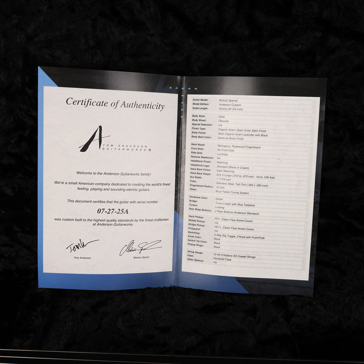 Tom Anderson Bobcat Special Open Grain Satin Lavender with Black Doghair