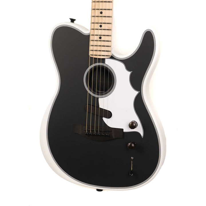 Fender Jack White Triplesonic Acoustasonic Telecaster Satin Arctic White with Black Top