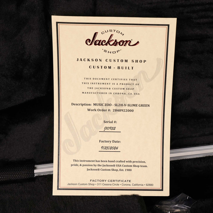 Jackson Custom Shop SL2H-V Soloist Music Zoo Exclusive Slime Green