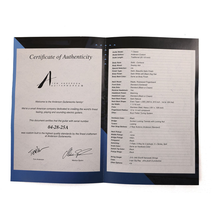 Tom Anderson T Classic Satin White with Black Dog Hair