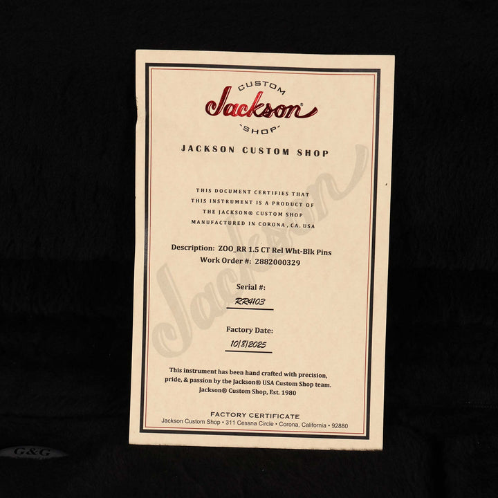 Jackson Custom Shop RR 1.5 Rhoads Tour Relic White with Black Pinstripes