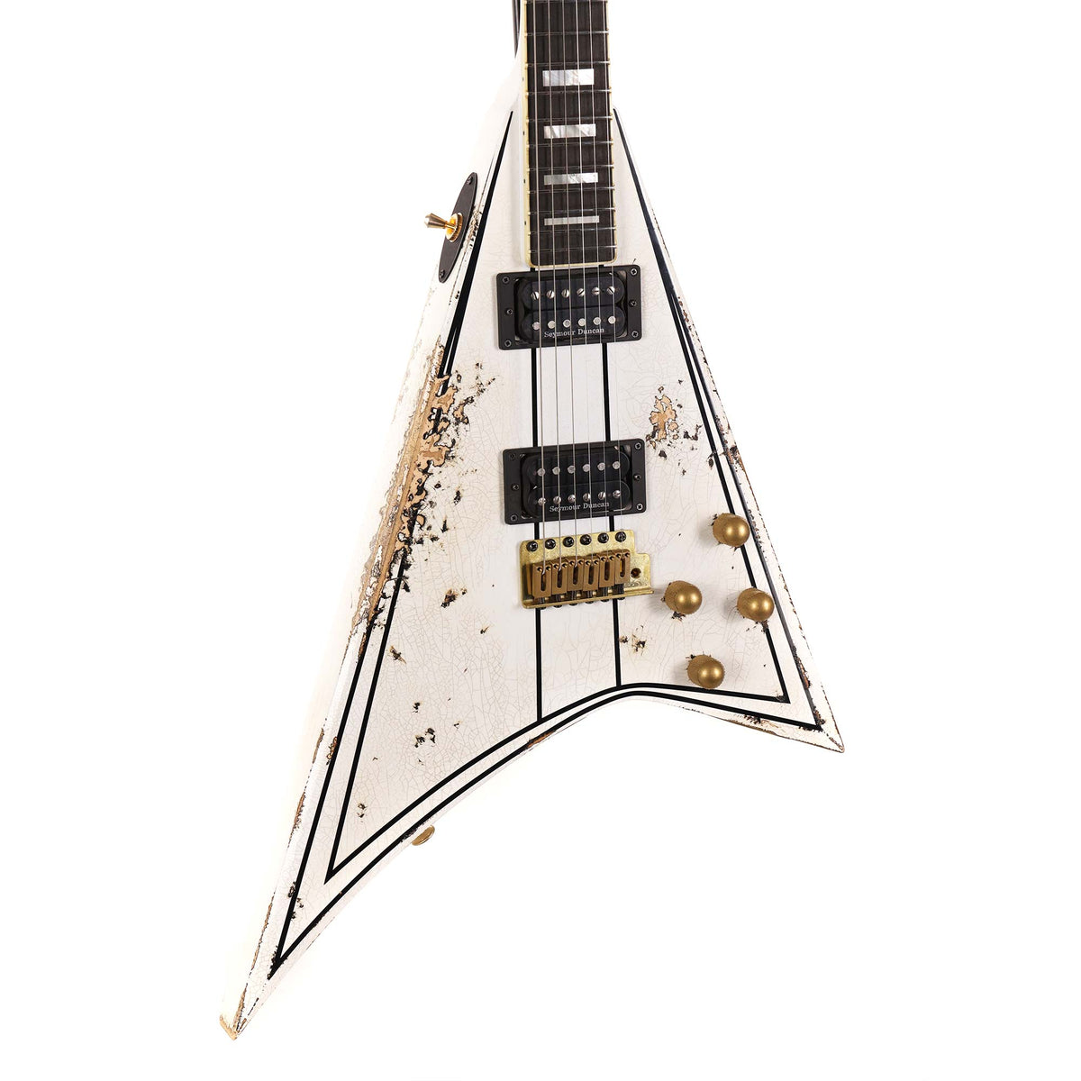 Jackson Custom Shop RR 1.5 Rhoads Tour Relic White with Black Pinstripes — 5