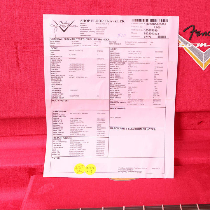 Fender Custom Shop '60s Mahogany Stratocaster Heavy Relic Dakota Red