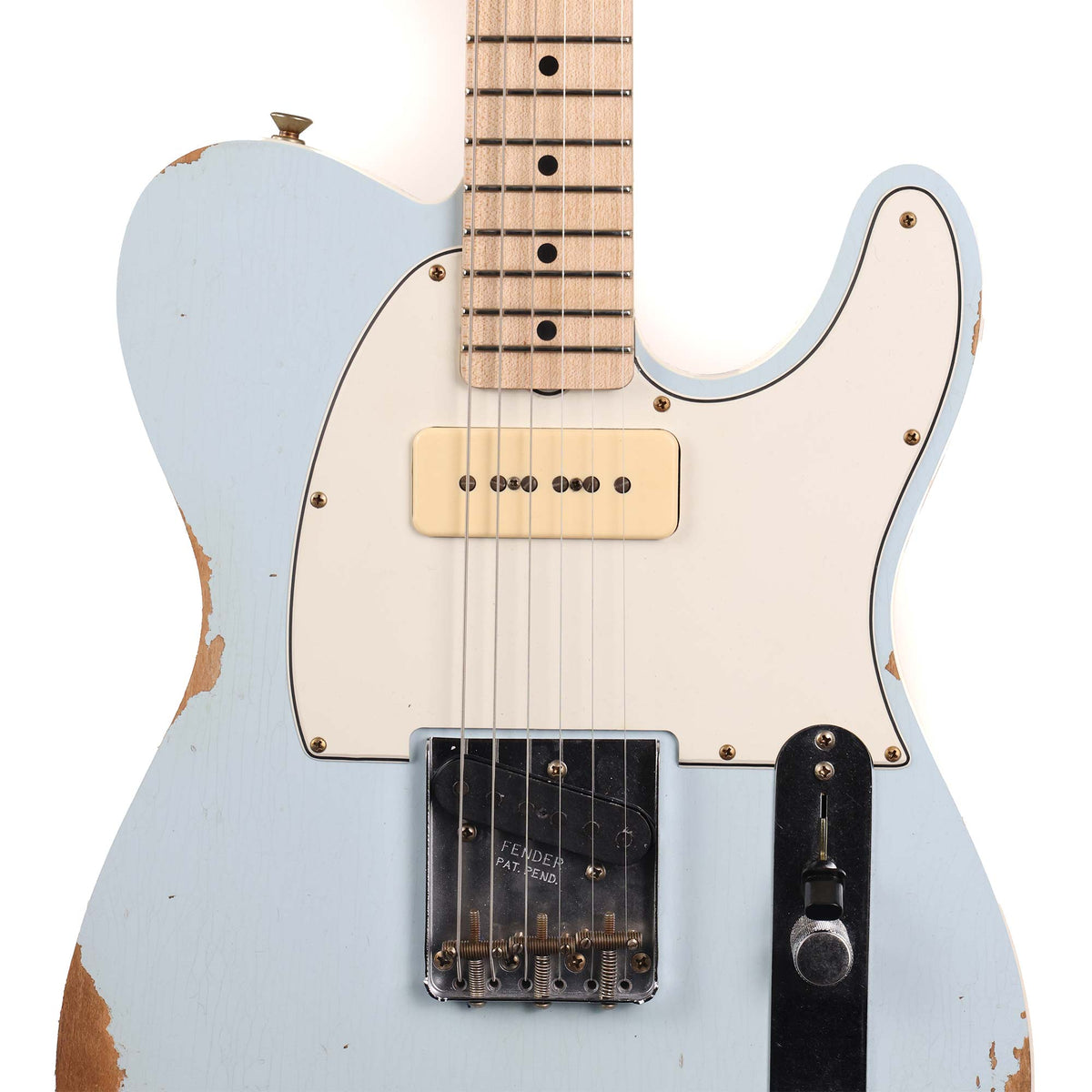 Fender Custom Shop Two-Tone P90 Telecaster Relic Faded Sonic Blue and Olympic White — 4