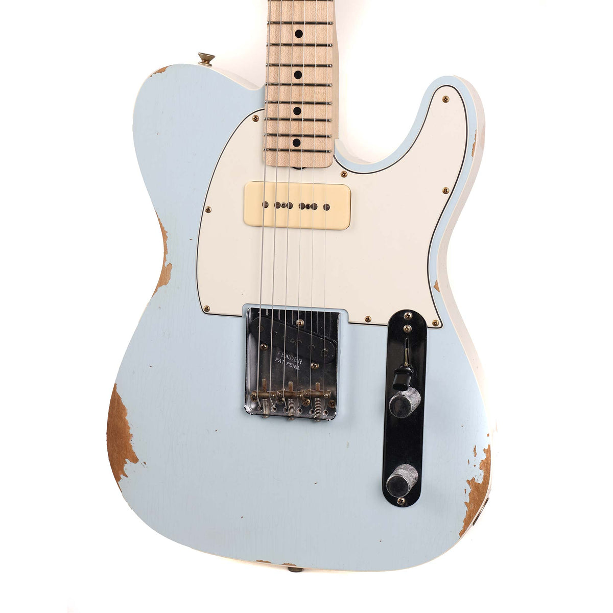 Fender Custom Shop Two-Tone P90 Telecaster Relic Faded Sonic Blue and Olympic White — 5