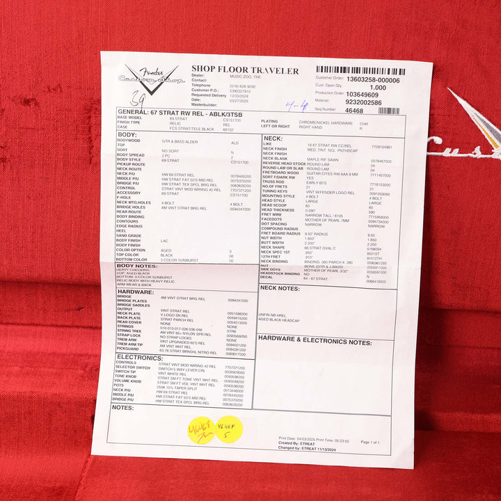 Fender Custom Shop 1967 Stratocaster Relic Aged Black over 3-Tone Sunburst