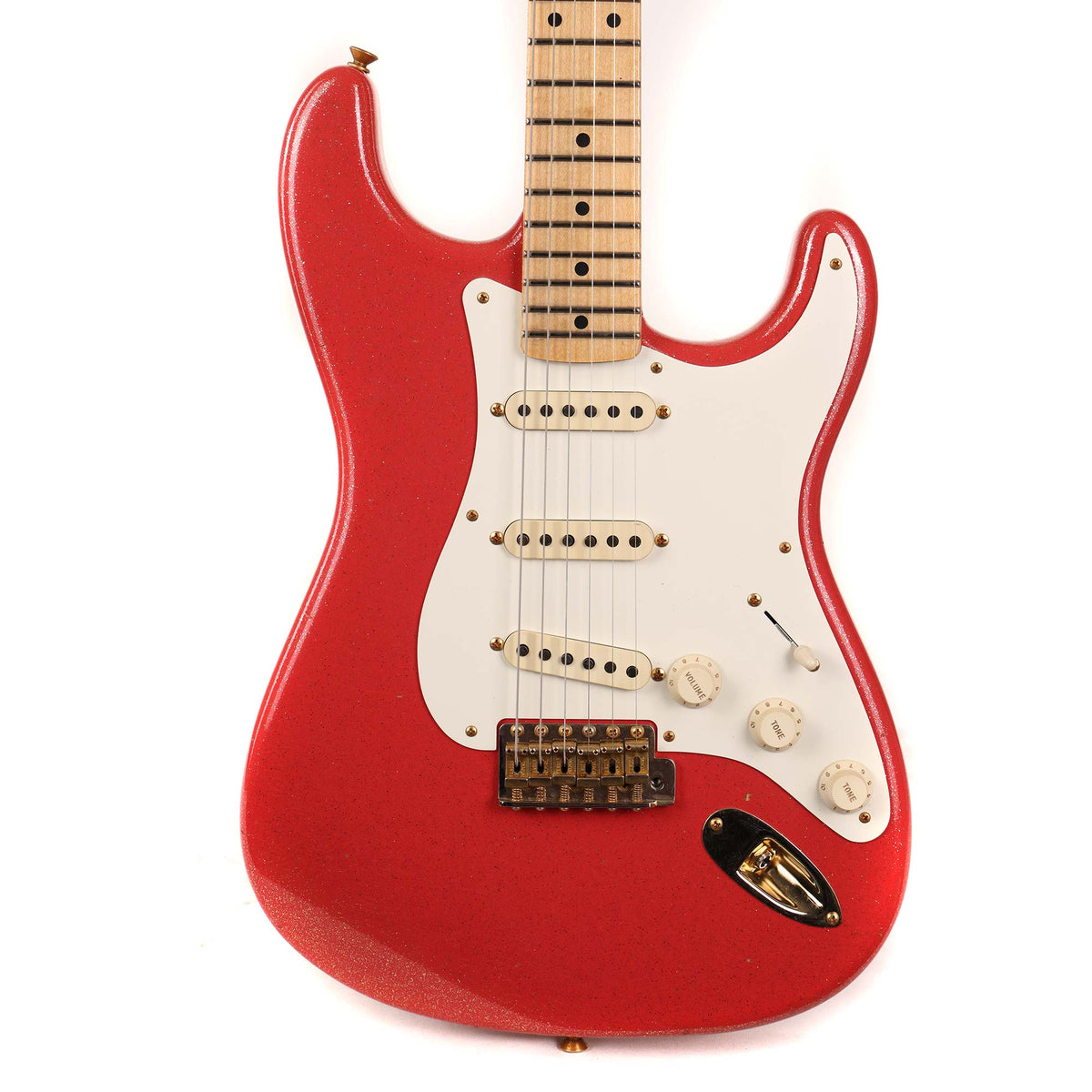 Fender Custom Shop 1957 Stratocaster Journeyman Relic Gold Sparkle over Red — 1