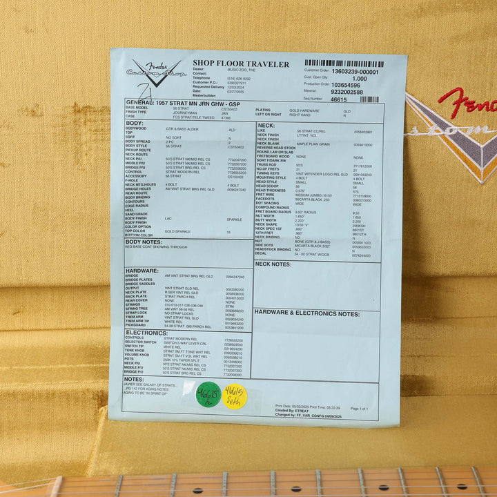 Fender Custom Shop 1957 Stratocaster Journeyman Relic Gold Sparkle over Red