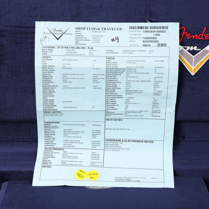 Fender Custom Shop ZF Stratocaster HH Music Zoo Exclusive Journeyman Relic Purple Metallic